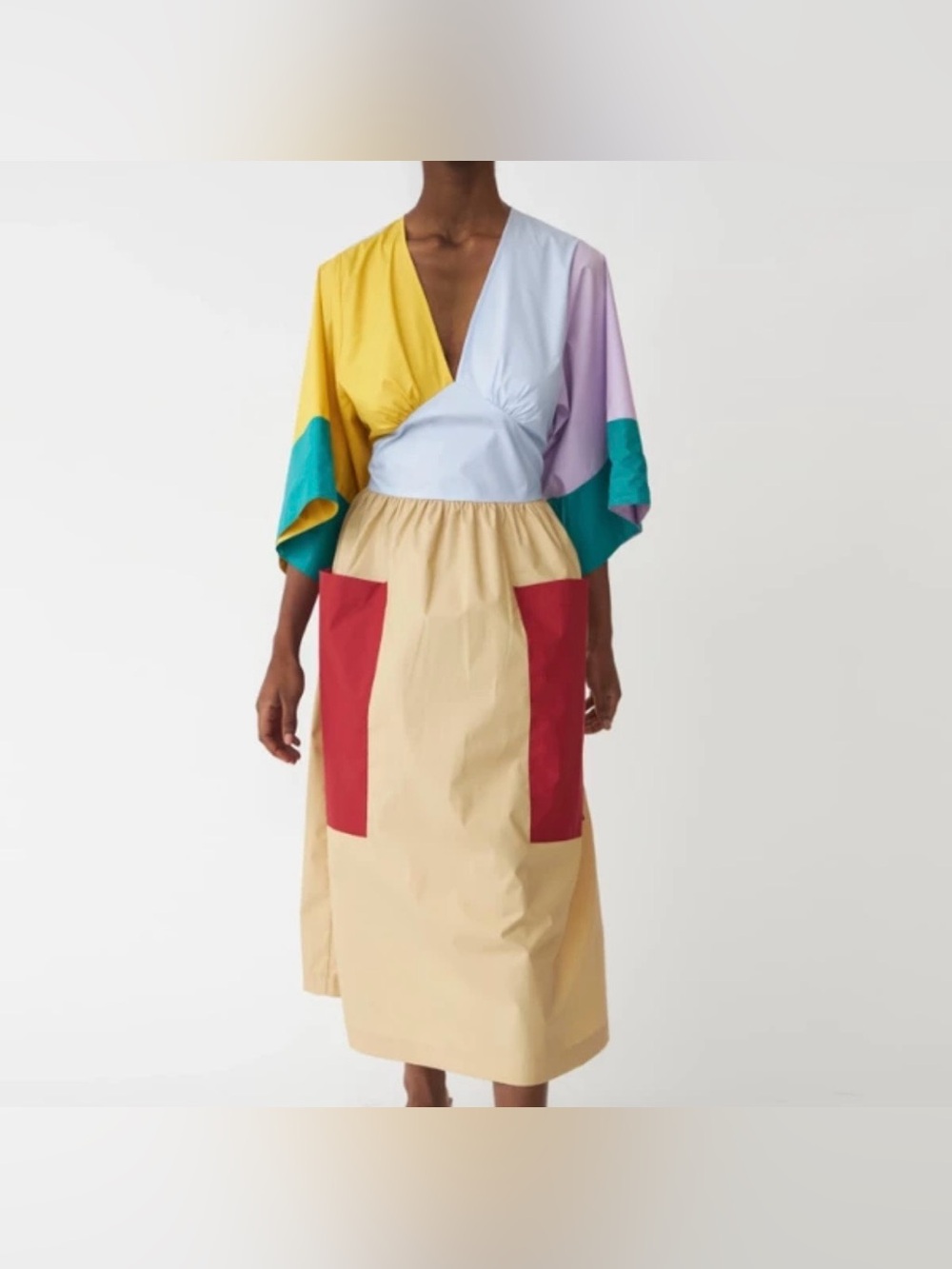 Stella Nova Celeste Colorblock Poplin Dress In Multicolor XS - Picture 5 of 7